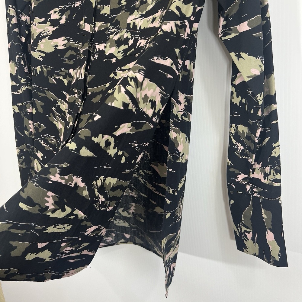 Topshop Oversized Camo Long Sleeve Button Down Shirt Size 4 Green NEW - Picture 5 of 14